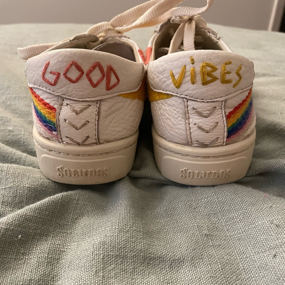 Soludos Rainbow Wave Leather and Embroidered Sneakers - Picture 5 of 11